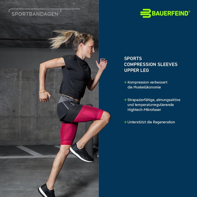 Bauerfeind Sports Compression Upper Leg Sleeves (1 Pair) - Thigh & HamstringCompression for Improved Blood Circulation & Recovery - Thigh Wrap for Quad Support (White, Medium/Short) - Image 5